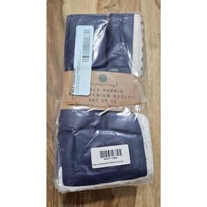 12 - Fingerprint Soft Premium Quality Reusable Dinner Napkins Blue & White